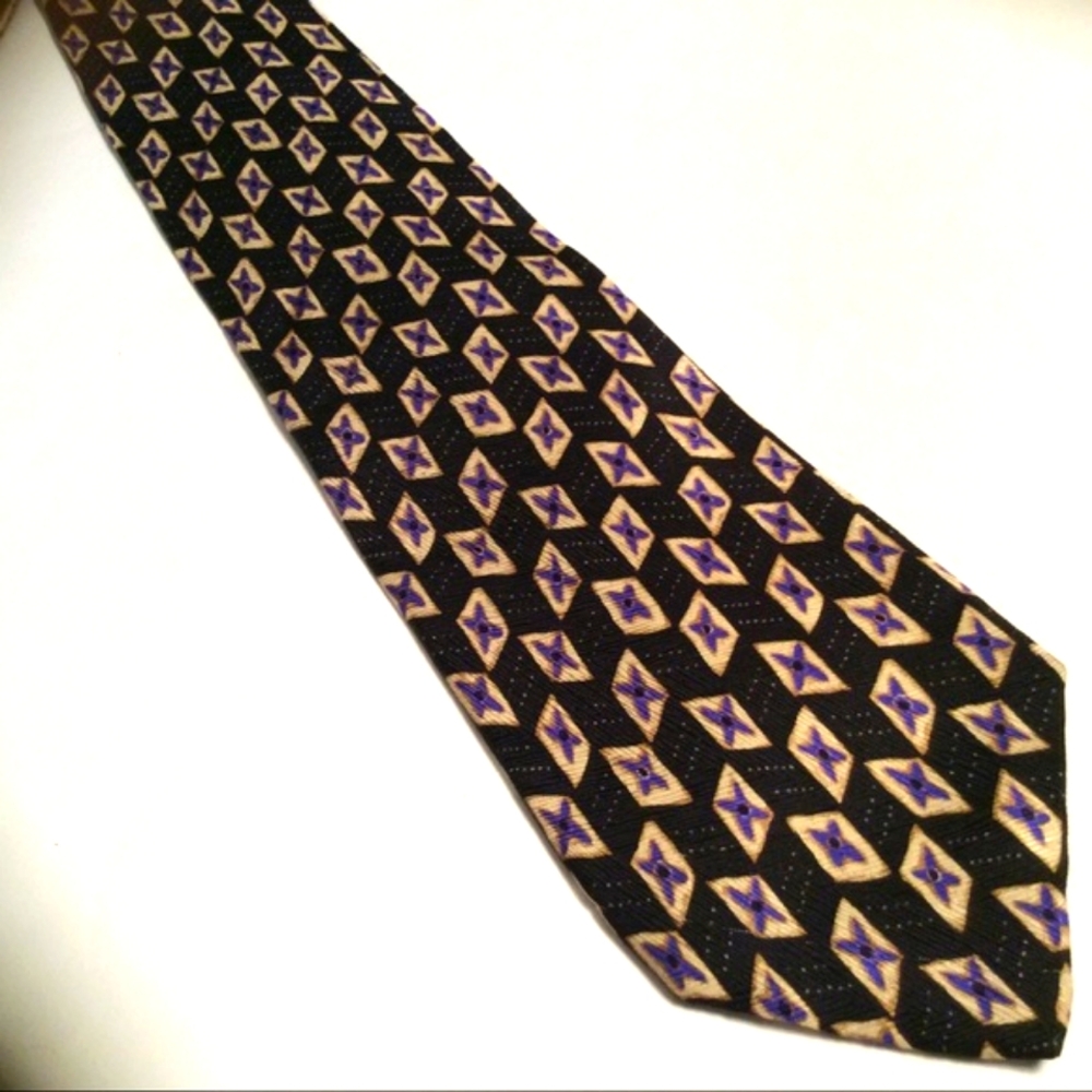 Robert Talbott Studio Necktie Black Geometric Sil… - image 2